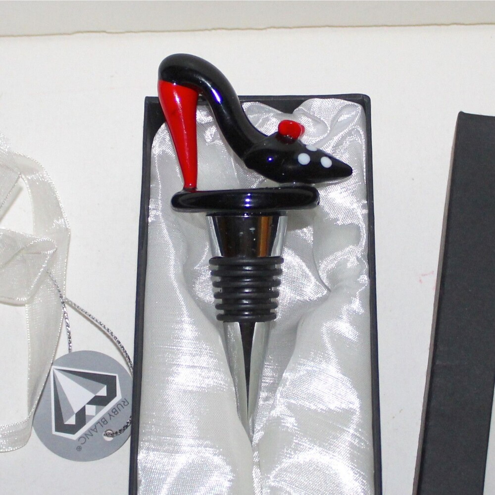 Murano Art High Heel Shoe wine bottle Stopper top Ruby Blanc black red fashion